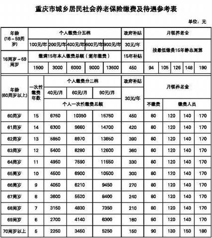 重庆农村养老保险（重庆农村养老保险缴费档次）