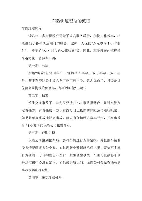 车险快速理赔流程(车险快速理赔流程视频) 车险快速理赔流程(车险快速理赔流程视频)